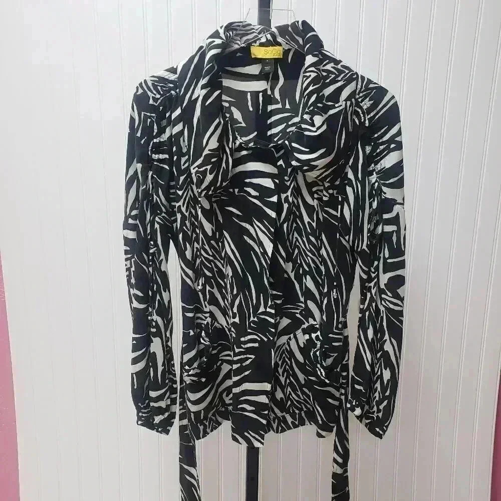 SoCa St. John Black and White Snap Front Jacket